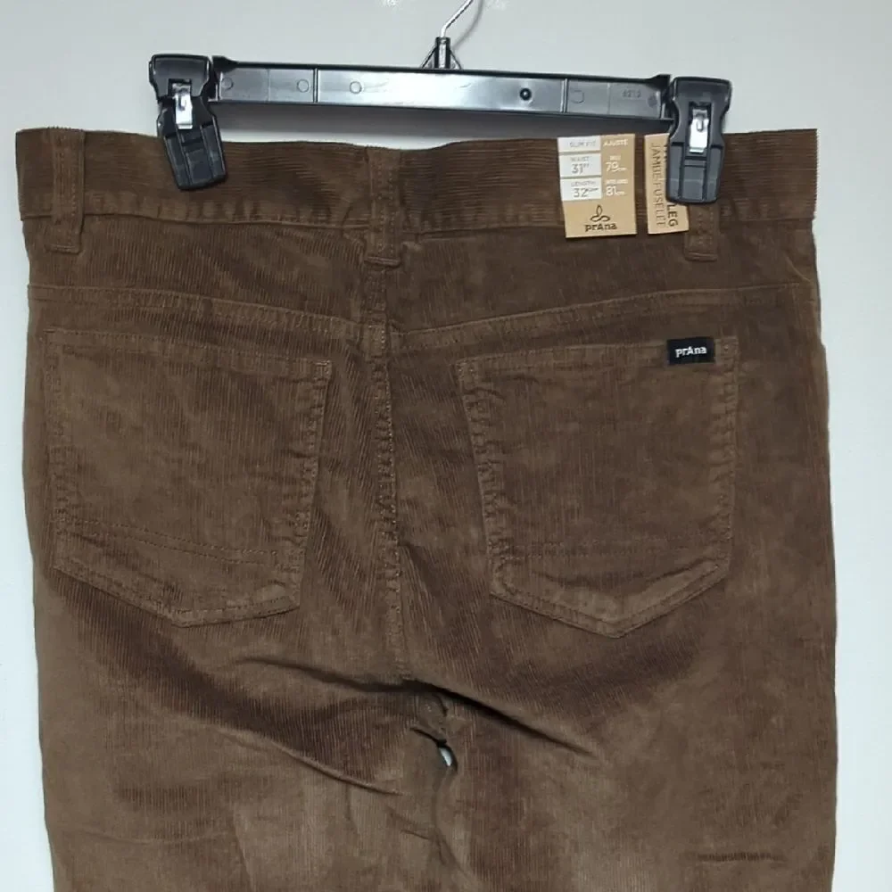 NWT Prana Brown Corduroy Slim Fit Pants for Versatile Style